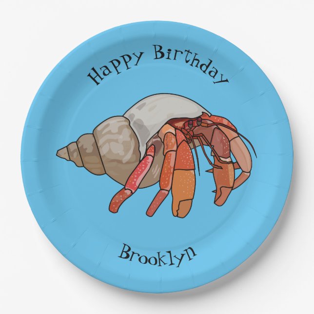 Assiettes En Carton Illustration de crabe ermite (Devant)