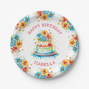 Assiettes En Carton Illustration de gâteau d'anniversaire Whimsical pe