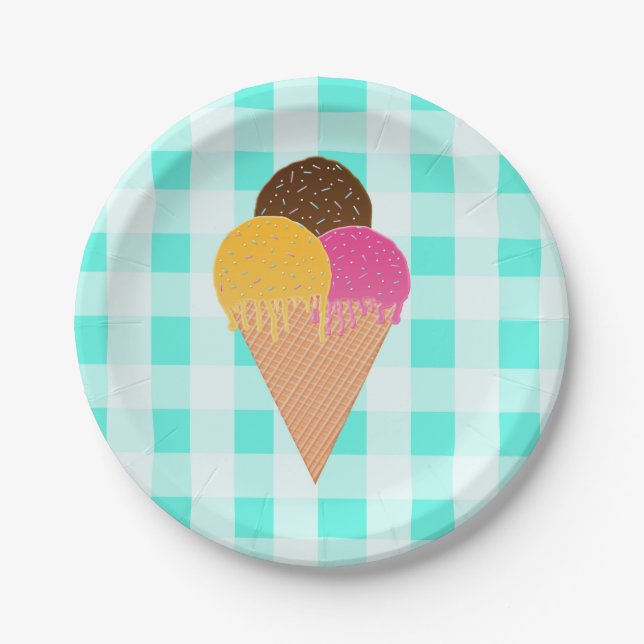 Assiettes En Carton Illustration de glace colorée (Devant)