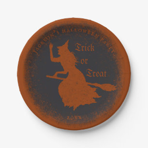 Assiettes En Carton Illustration de grunge Halloween sorcière ou trait