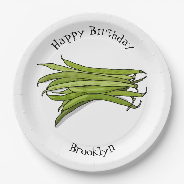 Assiettes En Carton Illustration de haricots verts (Devant)