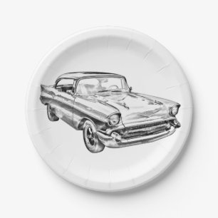 Assiettes En Carton Illustration de la voiture classique Chevy Bel Air