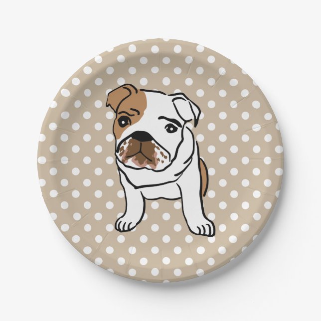 Assiettes En Carton Illustration de l'anglais jote Bulldog (Devant)