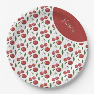 Assiettes En Carton Illustration de l'aquarelle des cerises douces