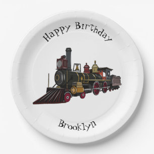 Assiettes En Carton Illustration de locomotive à vapeur de dessin anim