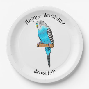 Assiettes En Carton Illustration de l'oiseau bleu budgerigar