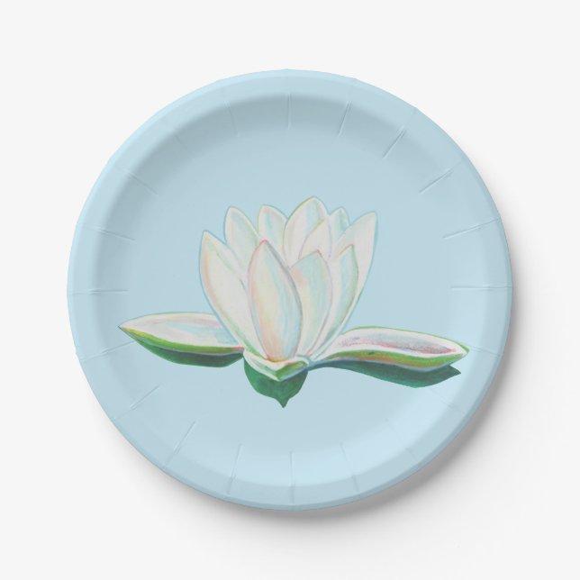 Assiettes En Carton Illustration de Lotus blanc (Devant)