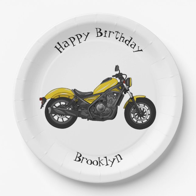 Assiettes En Carton Illustration de moto Cruiser (Devant)