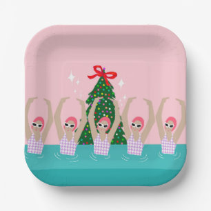 Assiettes En Carton Illustration de nageurs artistiques personnalisés