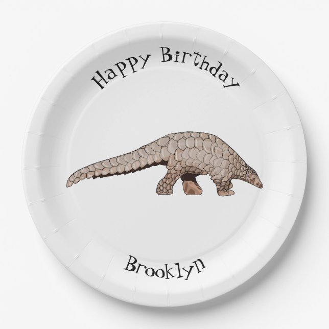 Assiettes En Carton Illustration de Pangolin (Devant)