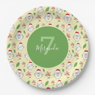 Assiettes En Carton Illustration de poulet au dessin mignon