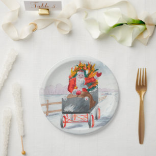 Assiettes En Carton Illustration de Santa Clause Plaque en papier de N