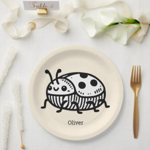 Assiettes En Carton Illustration de scarabée dessiné à la main charman