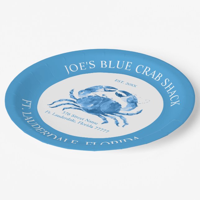 Assiettes En Carton Illustration des aquarelles de crabe bleu (Angle)