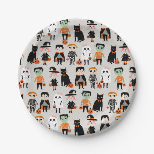 Assiettes En Carton Illustration des enfants de Cute Halloween