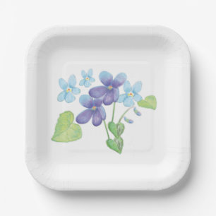Assiettes En Carton Illustration des fleurs de violet sauvages