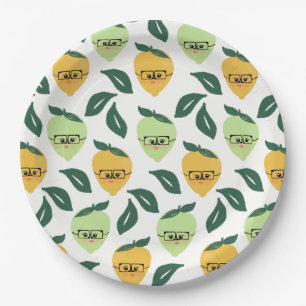 Assiettes En Carton Illustration drôle de dessin animé de citron jaune