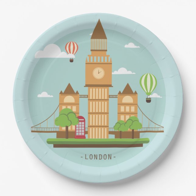 Assiettes En Carton Illustration du cool London City (Devant)