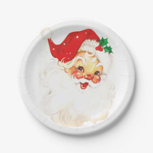 Assiettes En Carton Illustration du Père Noël vintage