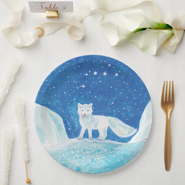 Assiettes En Carton Illustration du Petit Renard arctique (Vulpes lago (Mariage)