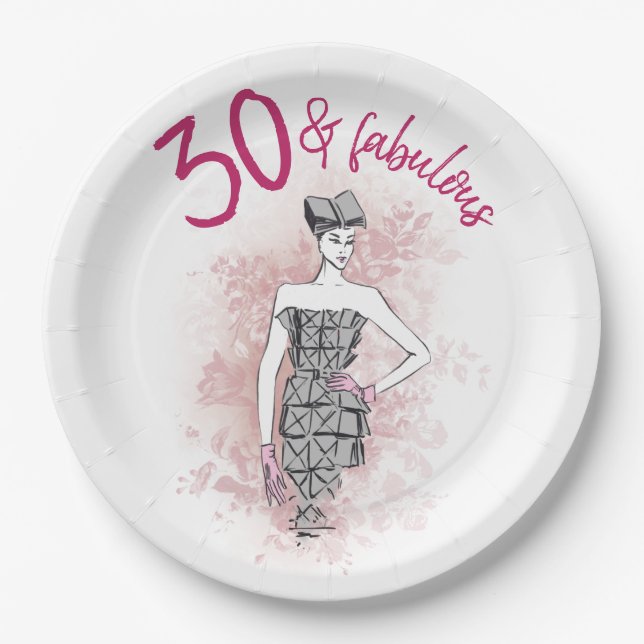 Assiettes En Carton Illustration du trentième anniversaire (Devant)