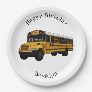 Assiettes En Carton Illustration d'un autobus scolaire