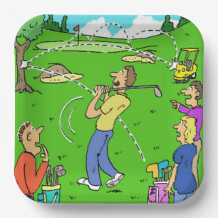 Assiettes En Carton Illustration d'un coup de golf chanceux de golfeur
