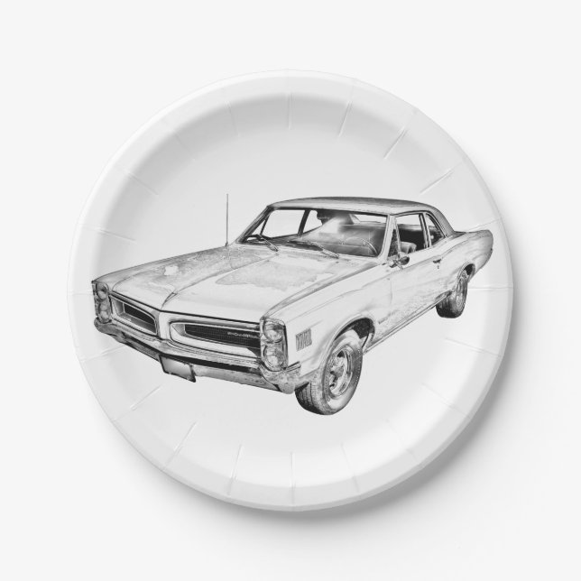 Assiettes En Carton Illustration d'une voiture musculaire Pontiac Lema (Devant)
