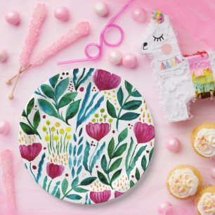 Assiettes En Carton Illustration florale botanique