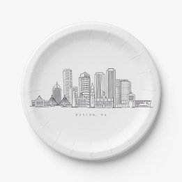 Assiettes En Carton Illustration minimaliste de la ligne aérienne de B