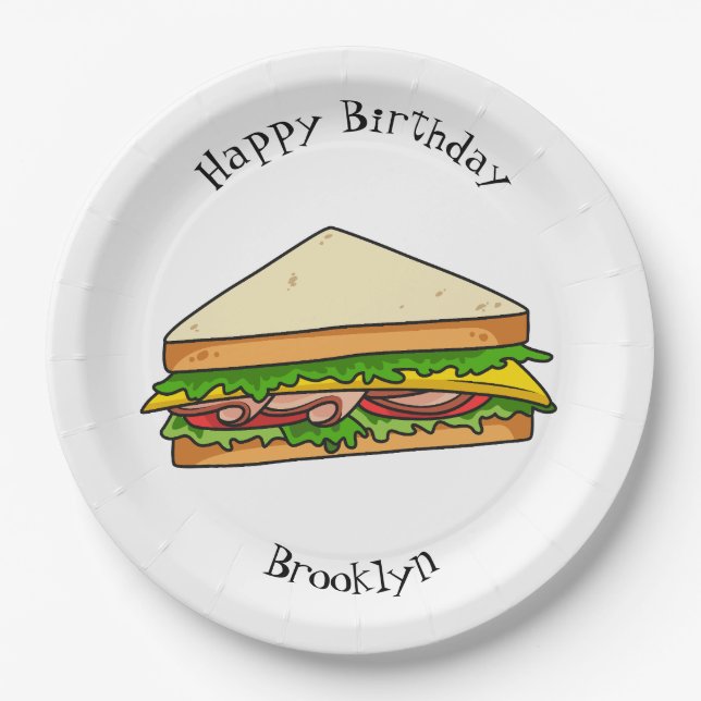 Assiettes En Carton Illustration Sandwich (Devant)