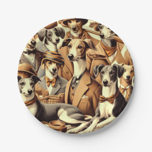 Assiettes En Carton Illustration vintage de Greyhound