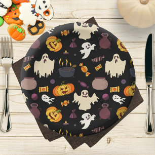 Assiettes En Carton Illustrations de fête d'Halloween