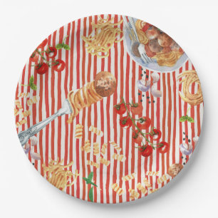 Assiettes En Carton Illustrations de nourriture italienne à l'aquarell
