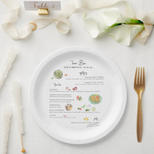 Assiettes En Carton Illustré sur mesure   Menu Mariage Taco Bar