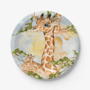 Assiettes En Carton Image d'animal de portrait de girafe