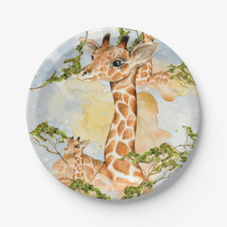 Assiettes En Carton Image d'animal de portrait de girafe