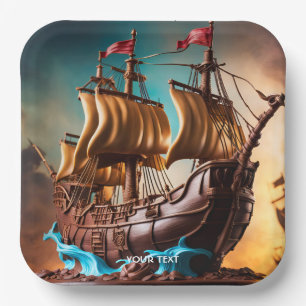 Assiettes En Carton Imaginaire Cute Vivid Pirate Ship Cake