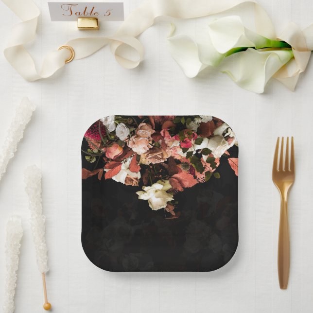 Assiettes En Carton "Imaginaire floral d'automne" (Mariage)