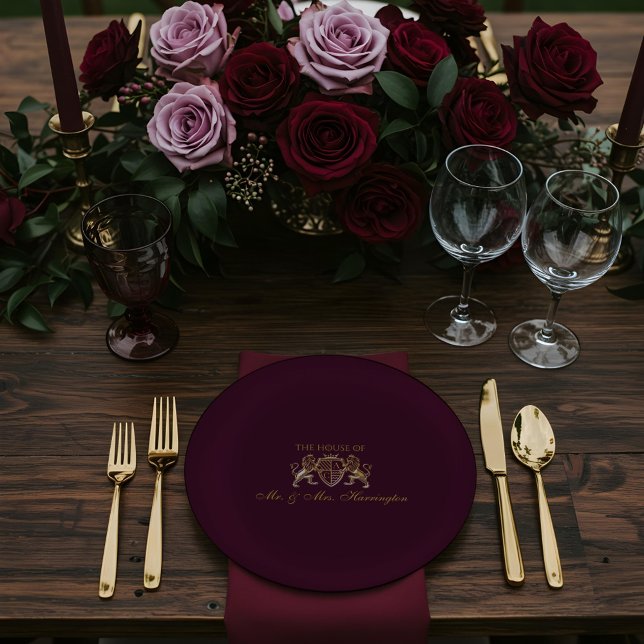 Assiettes En Carton Imaginaire médiéval Royal Muse Lion Emblem Mariage (Royal Muse Medieval Fantasy Lion Emblem Wedding Paper Plates)