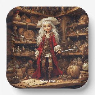 Assiettes En Carton Imaginaire mignonne fille Pirate Casquette