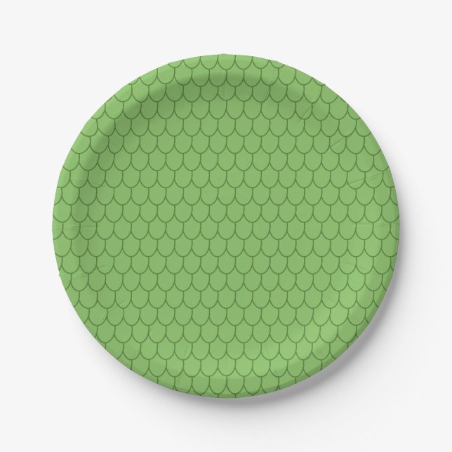 Assiettes En Carton IMAGINAIRE PARTY, GREEN DRAGON SCALES MOTIF Nouvea (Devant)