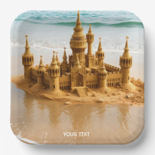 Assiettes En Carton Imaginaire plage de sable fin Castle