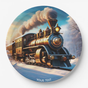 Assiettes En Carton Imaginaire Vieux Vivid Vieux Train Hiver
