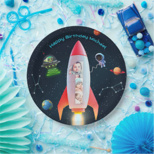 Assiettes En Carton Immense Collage photo   Space Rocket 1er anniversa