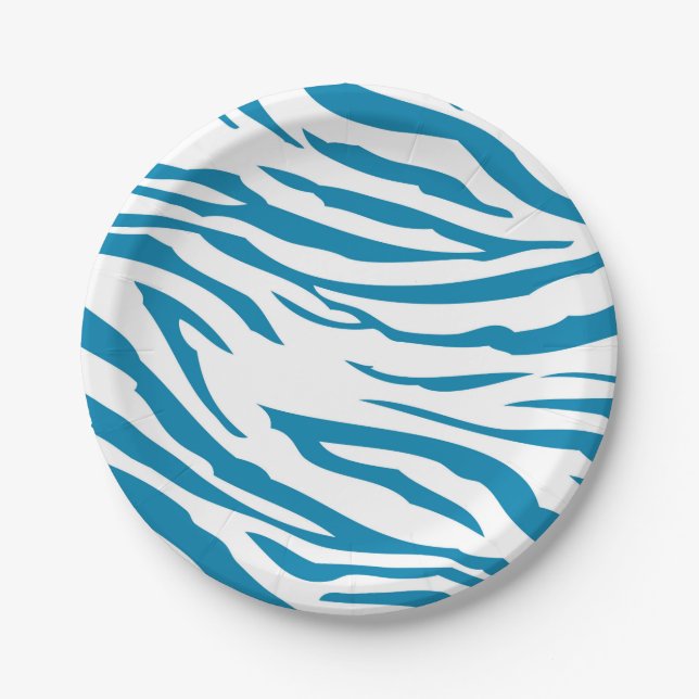 Assiettes En Carton Impression Aqua Blue Zebra (Devant)