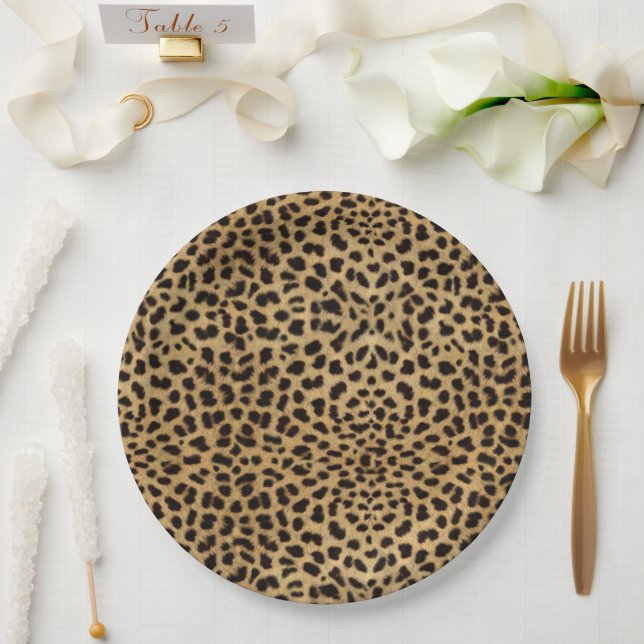 Assiettes En Carton Impression Cheetah (Mariage)