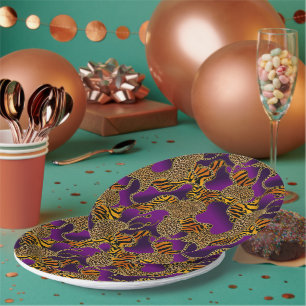 Assiettes En Carton Impression d'animaux de la jungle urbaine