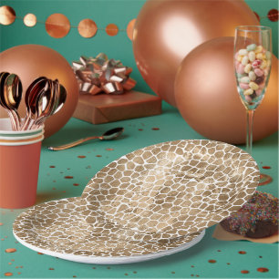 Assiettes En Carton Impression de girafe en or
