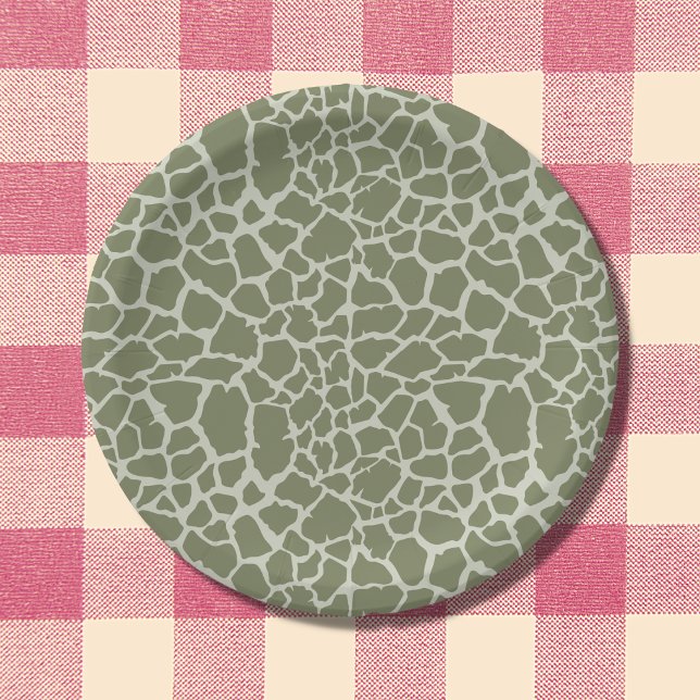 Assiettes En Carton Impression de girafe verte Sage (Créateur téléchargé)